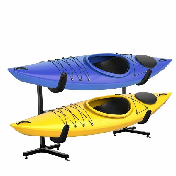 Freestanding Kayak Storage Rack, Indoor & Outdoor Kayak Stand for 2 Kayaks, Raxgo, Mfr#: RGFSKR